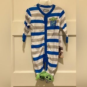 Star Wars Baby 0-3 Months The Mandalorian Grogu Footed Pajama Sleeper